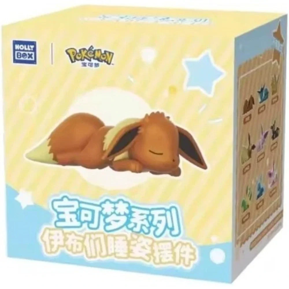 Holly Box Pokemon Eevee Figure Brown Sleeping Pose Series Collectible Toy